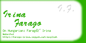 irina farago business card